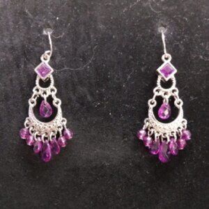 Silver Tone Bead Chandelier Earrings